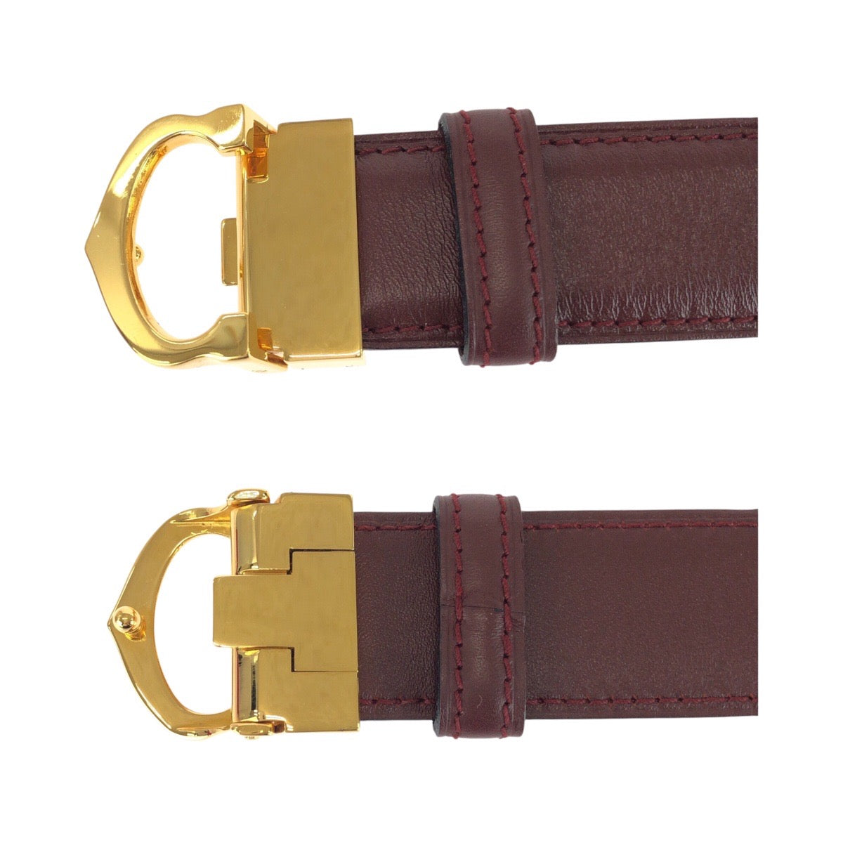 20303
CARTIER カルティエ ヴィンテージ マストライン ボルドー ゴールド金具 レザー ベルト レディース A23