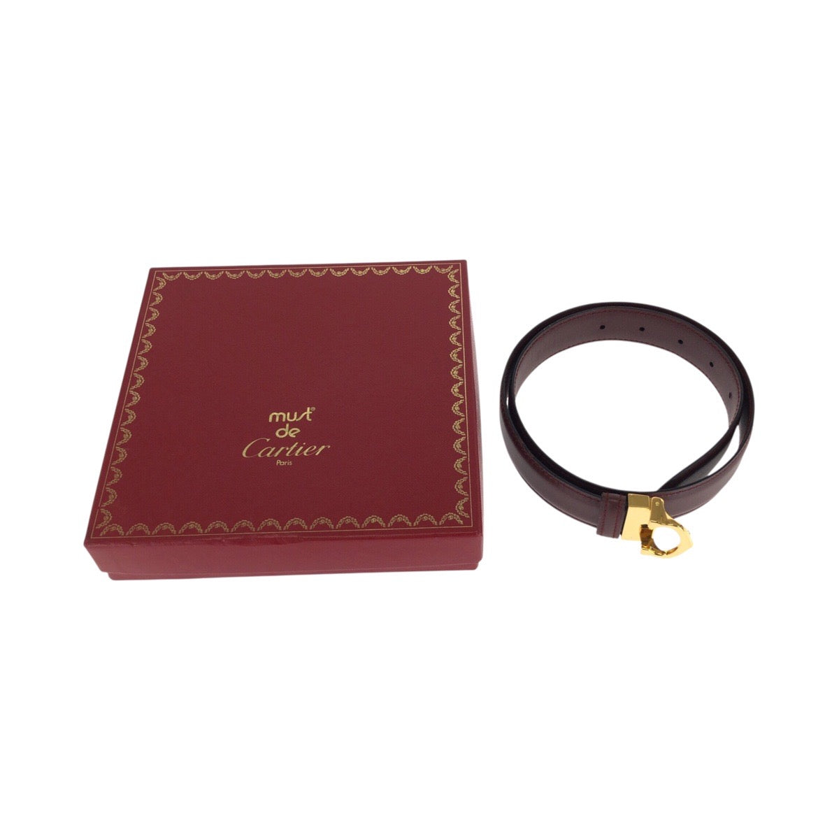 20303
CARTIER カルティエ ヴィンテージ マストライン ボルドー ゴールド金具 レザー ベルト レディース A23