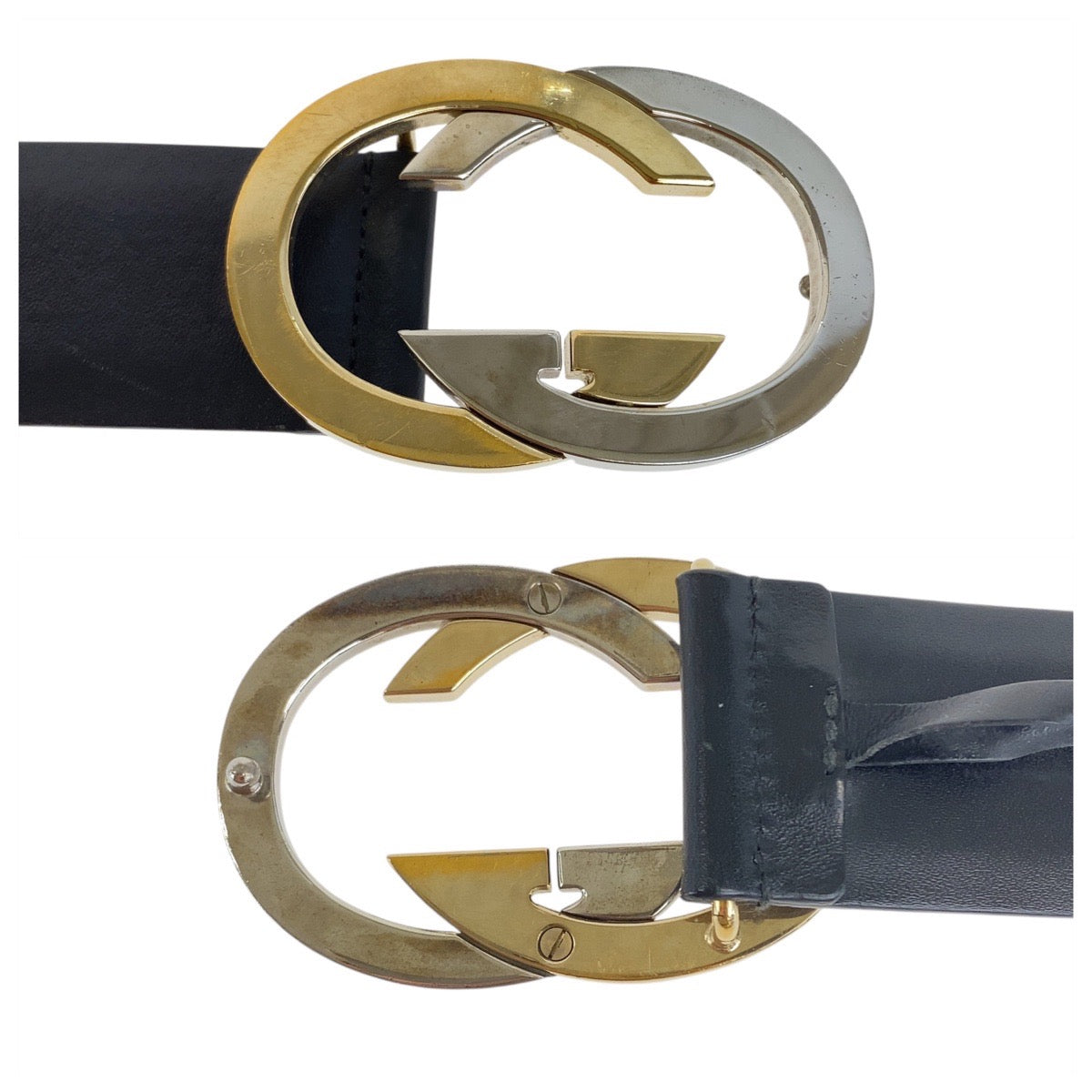 20308
GUCCI グッチ インターロッキングG 90cm/36インチ ブラック 黒 シルバー金具 レザー 13172 479610 ベルト メンズ AB17