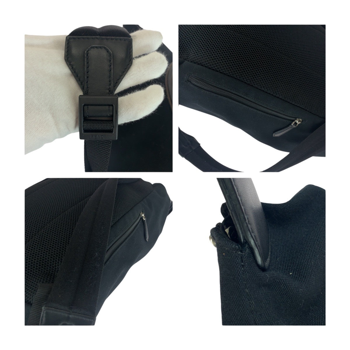 20310
FENDI フェンディ ブラック 黒 ブラウン シルバー金具 キャンバス 7VZ044 リュックサック バックパック メンズ ABP57