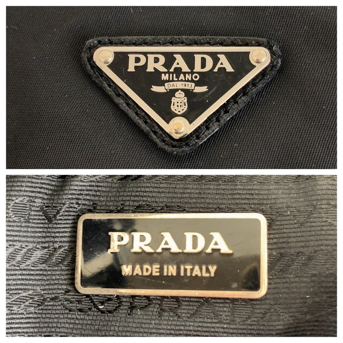 20313
PRADA プラダ テスート 三角ロゴプレート ブラック 黒 シルバー金具 ナイロン ショルダーバッグ ポシェット レディース AB28