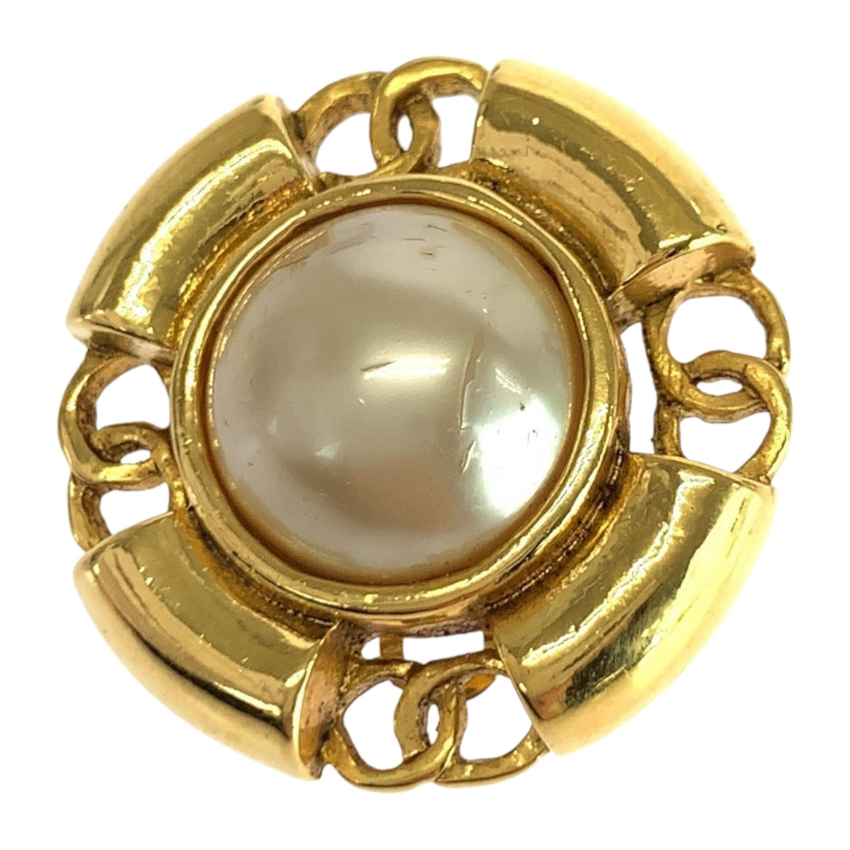 20316
CHANEL シャネル フェイクパール ココマーク ゴールド ホワイト メッキ / フェイクパール イヤリング 93 A刻印 レディース AB29