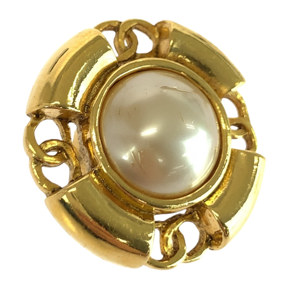 20316
CHANEL シャネル フェイクパール ココマーク ゴールド ホワイト メッキ / フェイクパール イヤリング 93 A刻印 レディース AB29