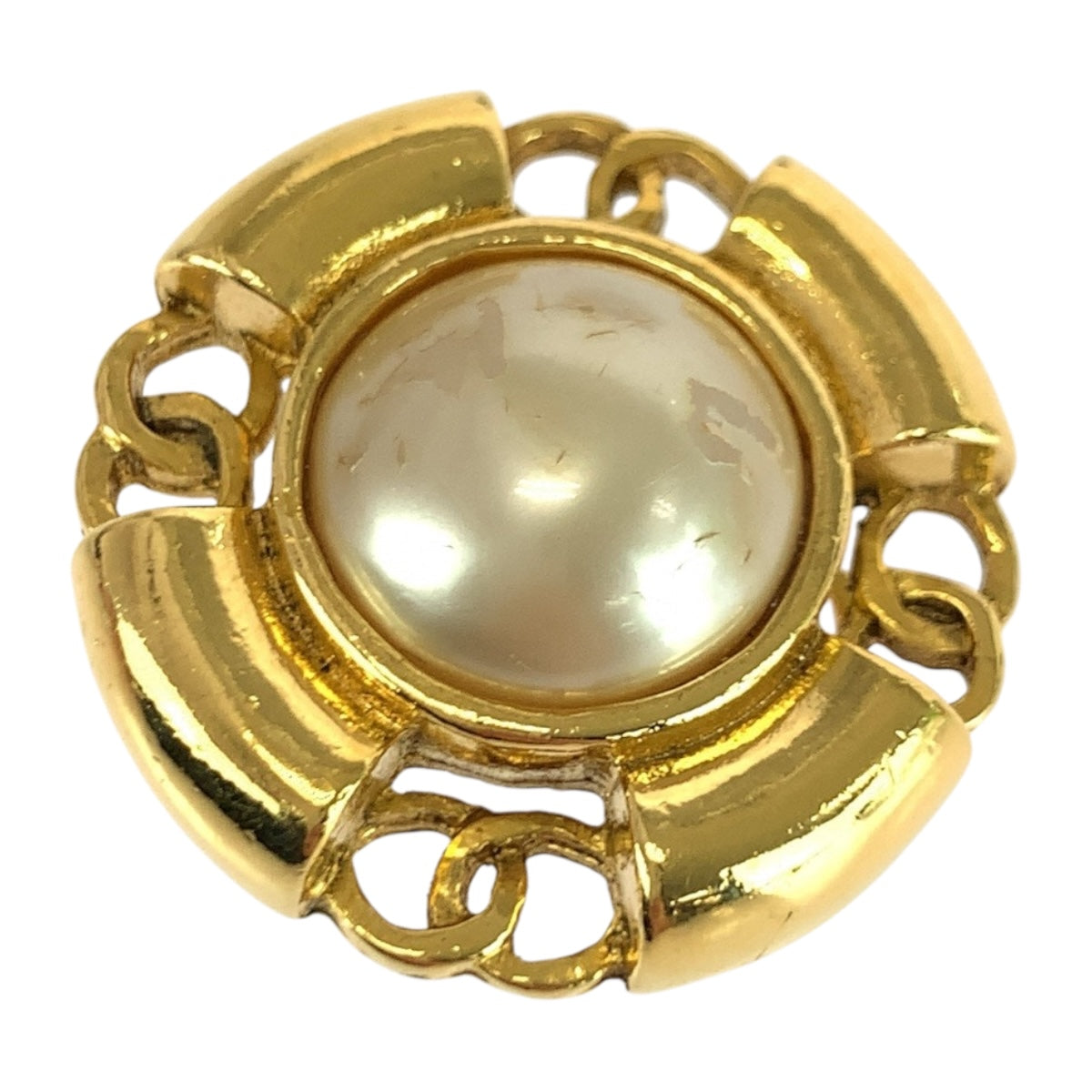 20316
CHANEL シャネル フェイクパール ココマーク ゴールド ホワイト メッキ / フェイクパール イヤリング 93 A刻印 レディース AB29