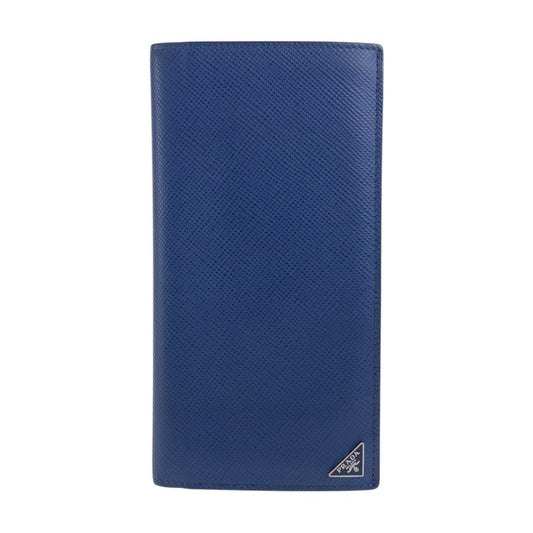 20318
PRADA プラダ サフィアーノ 三角ロゴプレート ネイビー シルバー金具 レザー 長財布 ロングウォレット メンズ ABP23