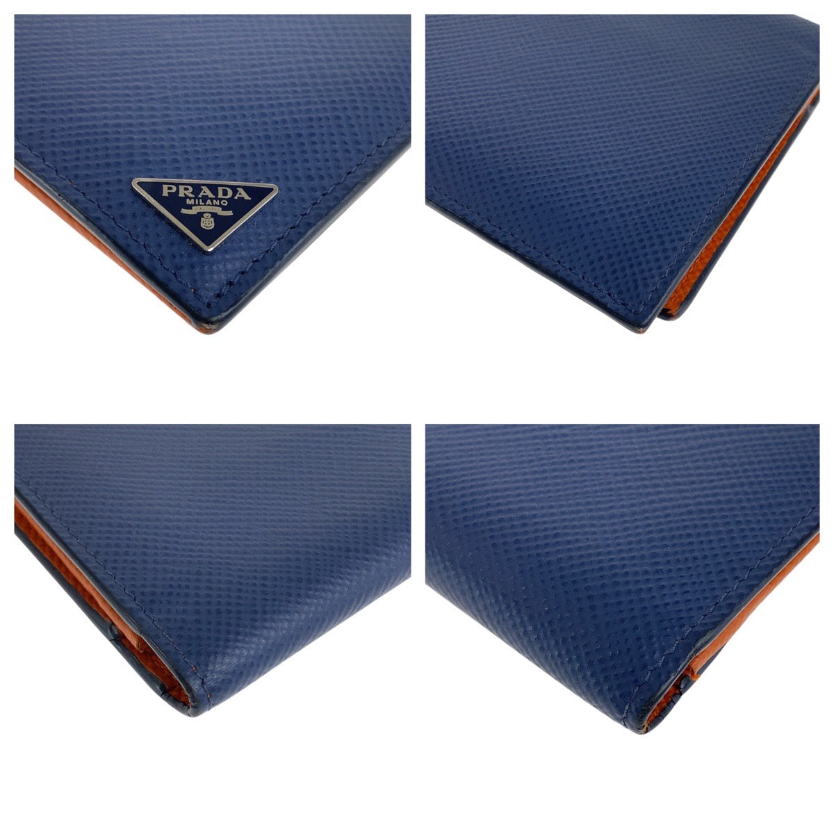 20318
PRADA プラダ サフィアーノ 三角ロゴプレート ネイビー シルバー金具 レザー 長財布 ロングウォレット メンズ ABP23