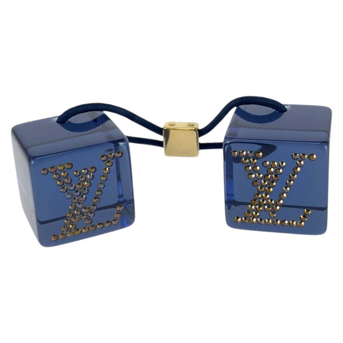 20320
LOUIS VUITTON ルイヴィトン ラインストーン ブルー ゴールド金具 プラスチック ヘアアクセサリー ヘアゴム レディース A7