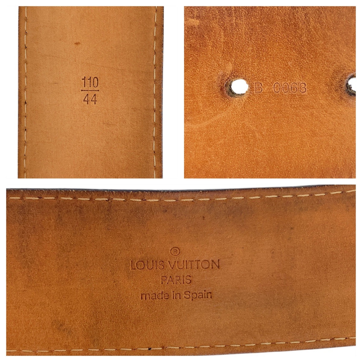 20321
LOUIS VUITTON ルイヴィトン サンチュール ジーンズベルト 110cm/44インチ ブラック 黒 シルバー金具 レザー / メタル M6812 ベルト メンズ AB25