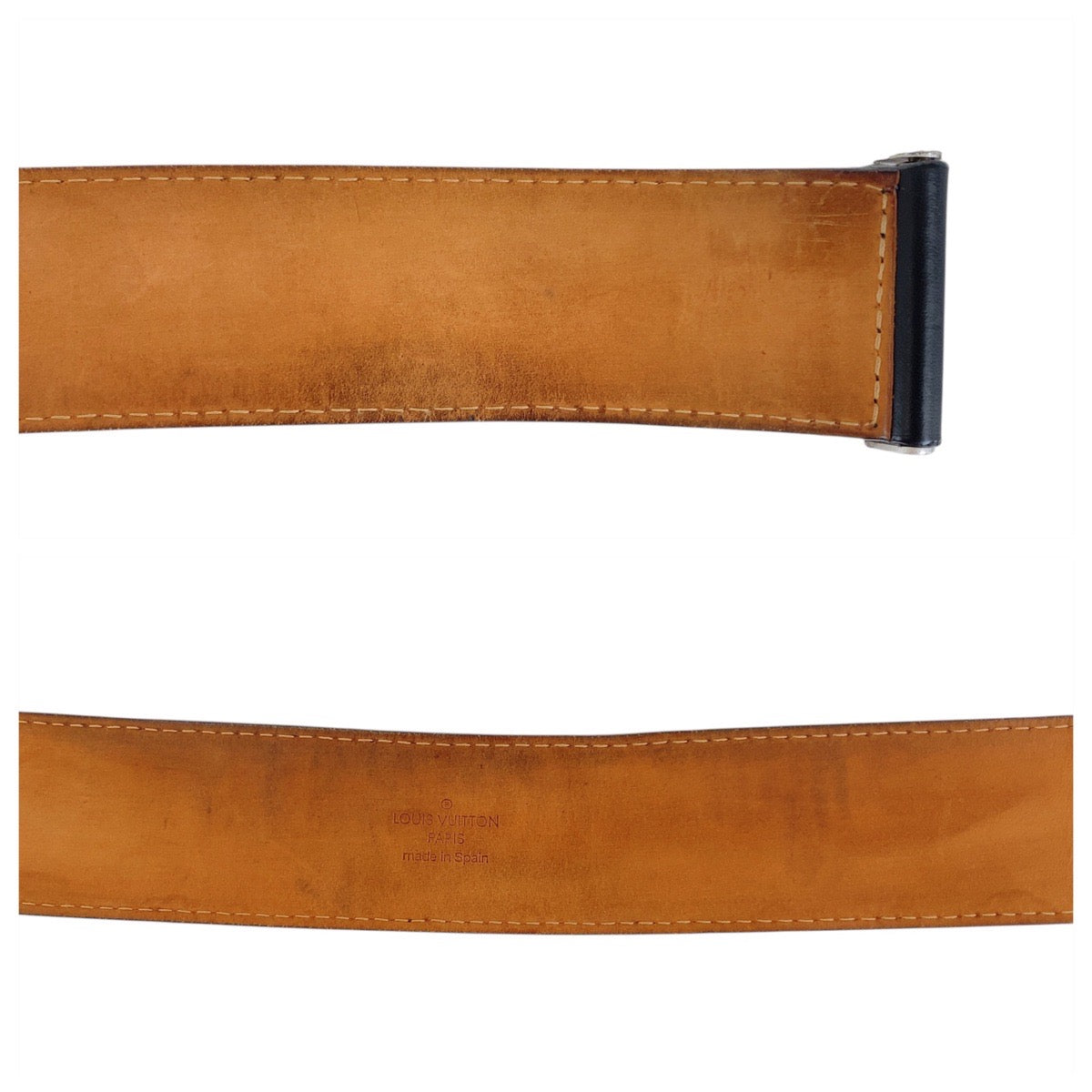 20321
LOUIS VUITTON ルイヴィトン サンチュール ジーンズベルト 110cm/44インチ ブラック 黒 シルバー金具 レザー / メタル M6812 ベルト メンズ AB25