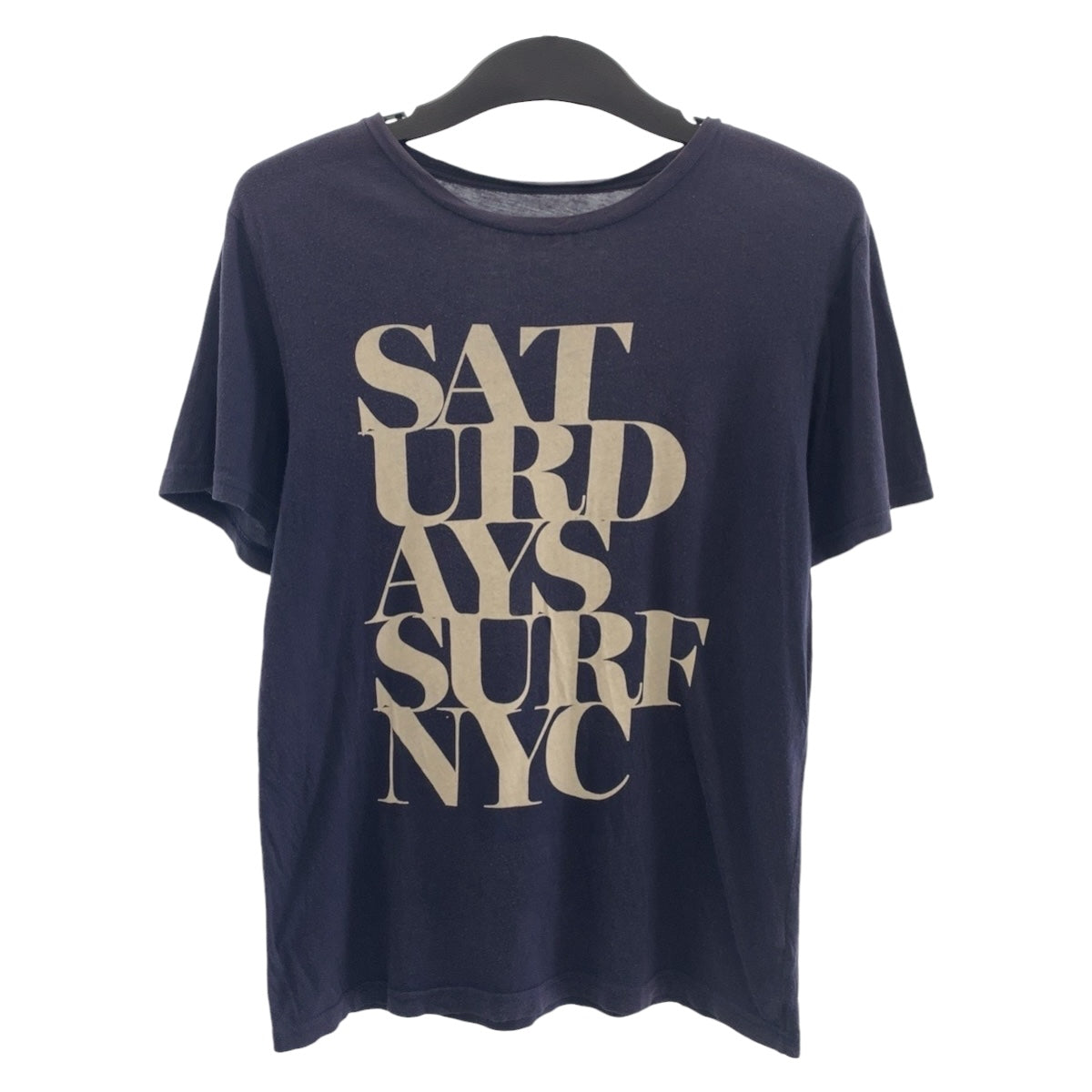 20331
SATURDAYS SURF NYC サタデーズサーフニューヨーク サイズS ネイビー ホワイト コットン 半袖Tシャツ クルーネック メンズ B3