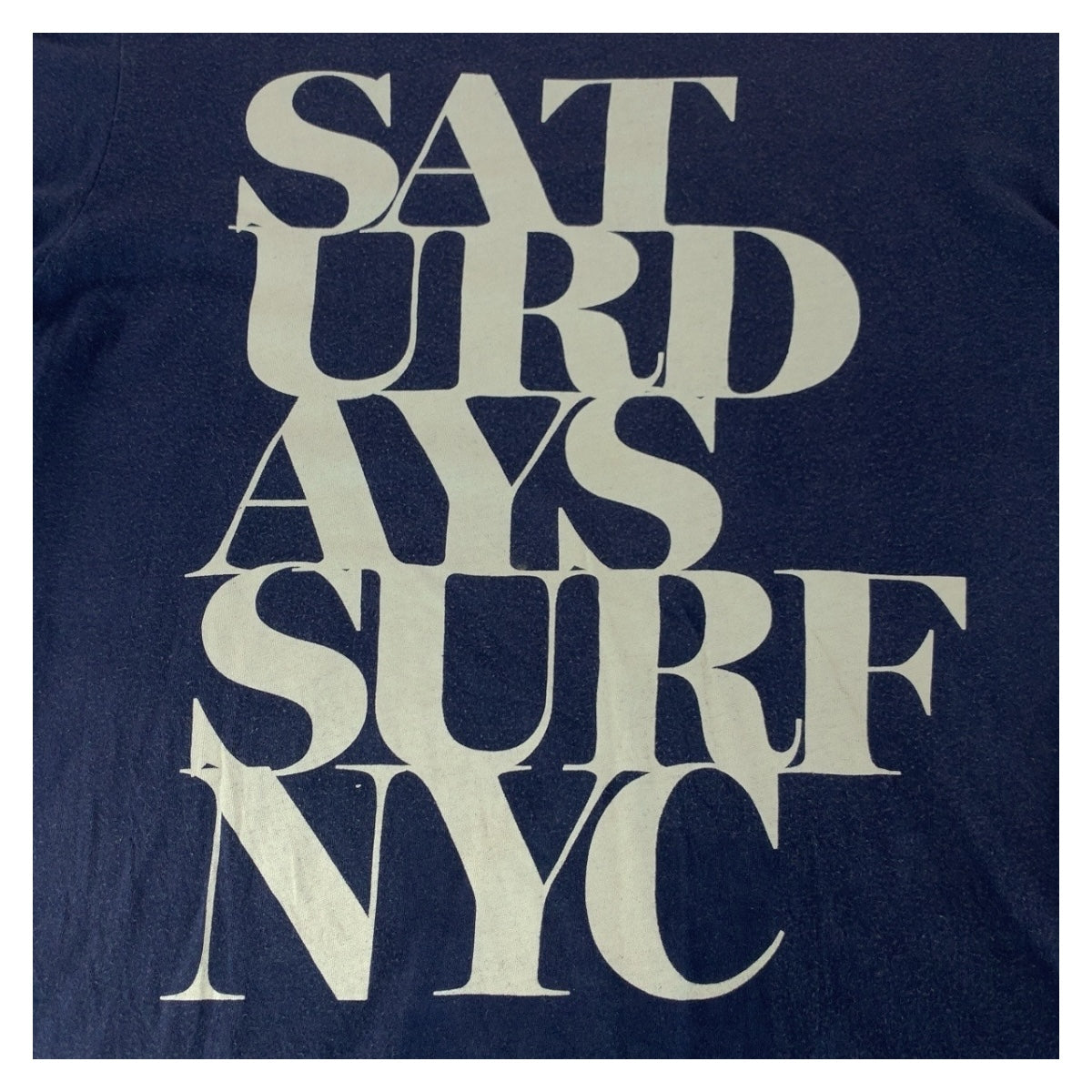 20331
SATURDAYS SURF NYC サタデーズサーフニューヨーク サイズS ネイビー ホワイト コットン 半袖Tシャツ クルーネック メンズ B3