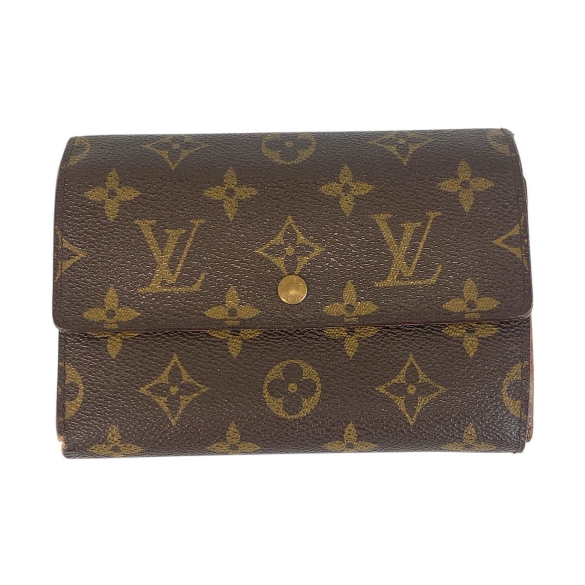 20343
LOUIS VUITTON ルイヴィトン ヴィンテージ モノグラム ポルトトレゾール エテュイ パピエ ブラウン ゴールド金具 PVC M61202 折財布 コンパクトウォレット レディース B9