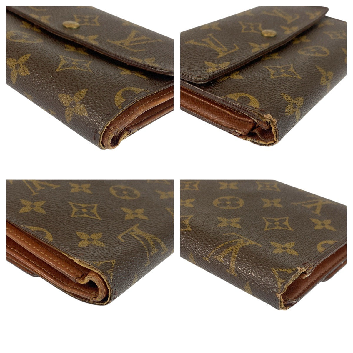 20343
LOUIS VUITTON ルイヴィトン ヴィンテージ モノグラム ポルトトレゾール エテュイ パピエ ブラウン ゴールド金具 PVC M61202 折財布 コンパクトウォレット レディース B9