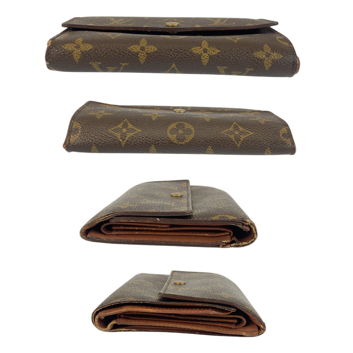 20343
LOUIS VUITTON ルイヴィトン ヴィンテージ モノグラム ポルトトレゾール エテュイ パピエ ブラウン ゴールド金具 PVC M61202 折財布 コンパクトウォレット レディース B9