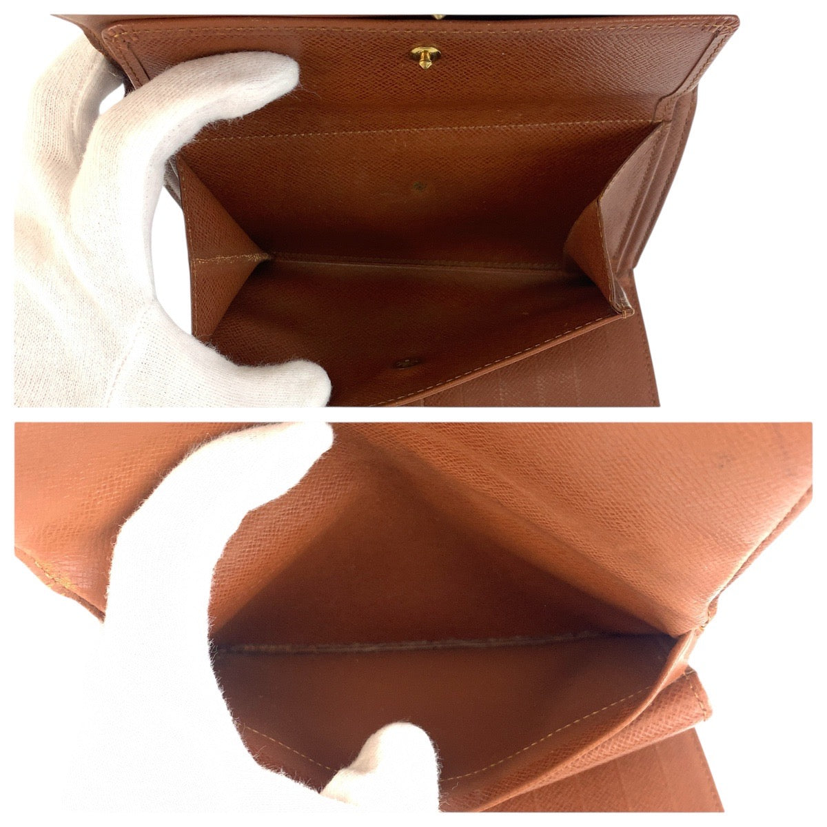 20343
LOUIS VUITTON ルイヴィトン ヴィンテージ モノグラム ポルトトレゾール エテュイ パピエ ブラウン ゴールド金具 PVC M61202 折財布 コンパクトウォレット レディース B9