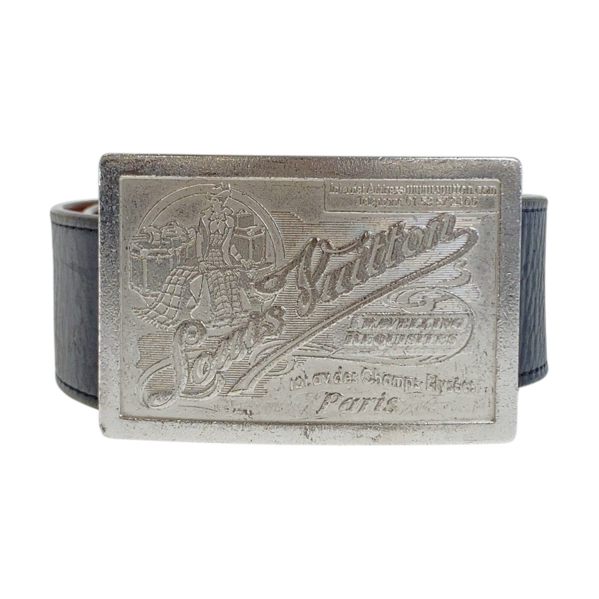 20350
LOUIS VUITTON ルイ ヴィトン サンチュール ジーンズベルト 95cm/38インチ ブラック 黒 シルバー金具 レザー / メタル M6812 ベルト メンズ AB32