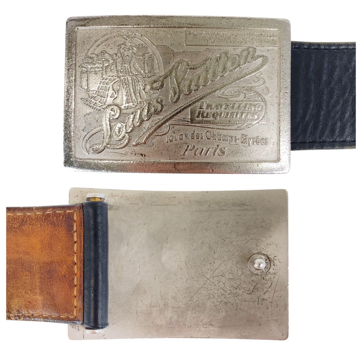 20350
LOUIS VUITTON ルイ ヴィトン サンチュール ジーンズベルト 95cm/38インチ ブラック 黒 シルバー金具 レザー / メタル M6812 ベルト メンズ AB32