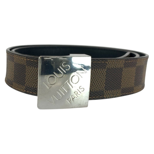 20306
LOUIS VUITTON ルイヴィトン ダミエ サンチュール キャレ 75cm/30inc ブラウン シルバー金具 PVC M6881W ベルト バックルのみ メンズ AB25