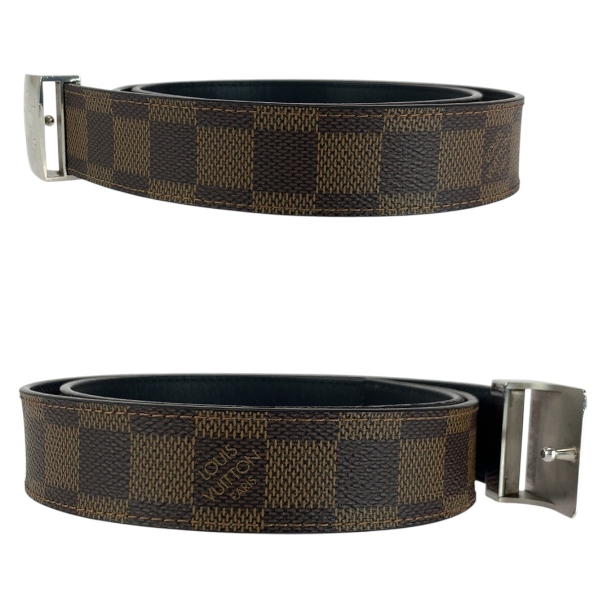 20306
LOUIS VUITTON ルイヴィトン ダミエ サンチュール キャレ 75cm/30inc ブラウン シルバー金具 PVC M6881W ベルト バックルのみ メンズ AB25