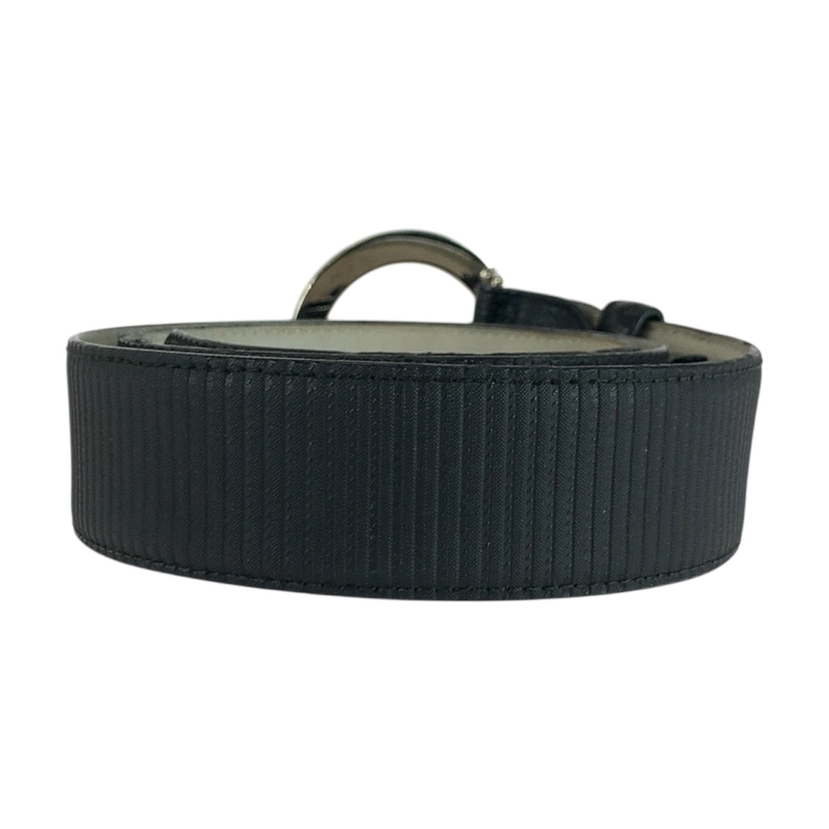 20353
BVLGARI ブルガリ サークルロゴ 105cm/42inc ブラック 黒　シルバー金具 レザー ベルト バックル メンズ AB14