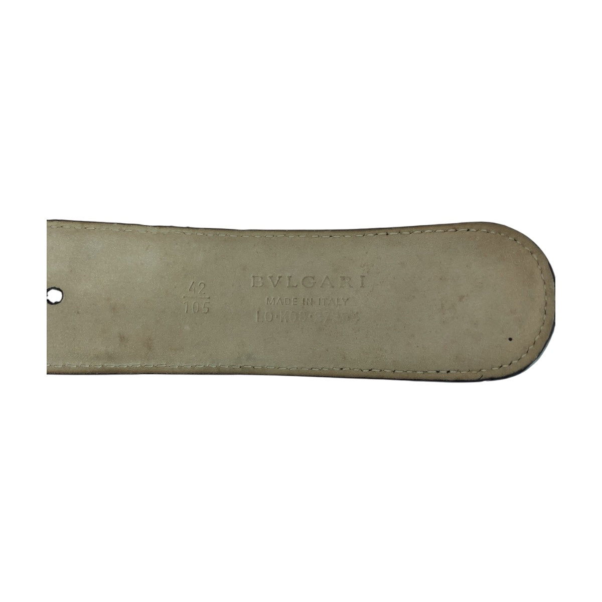 20353
BVLGARI ブルガリ サークルロゴ 105cm/42inc ブラック 黒　シルバー金具 レザー ベルト バックル メンズ AB14