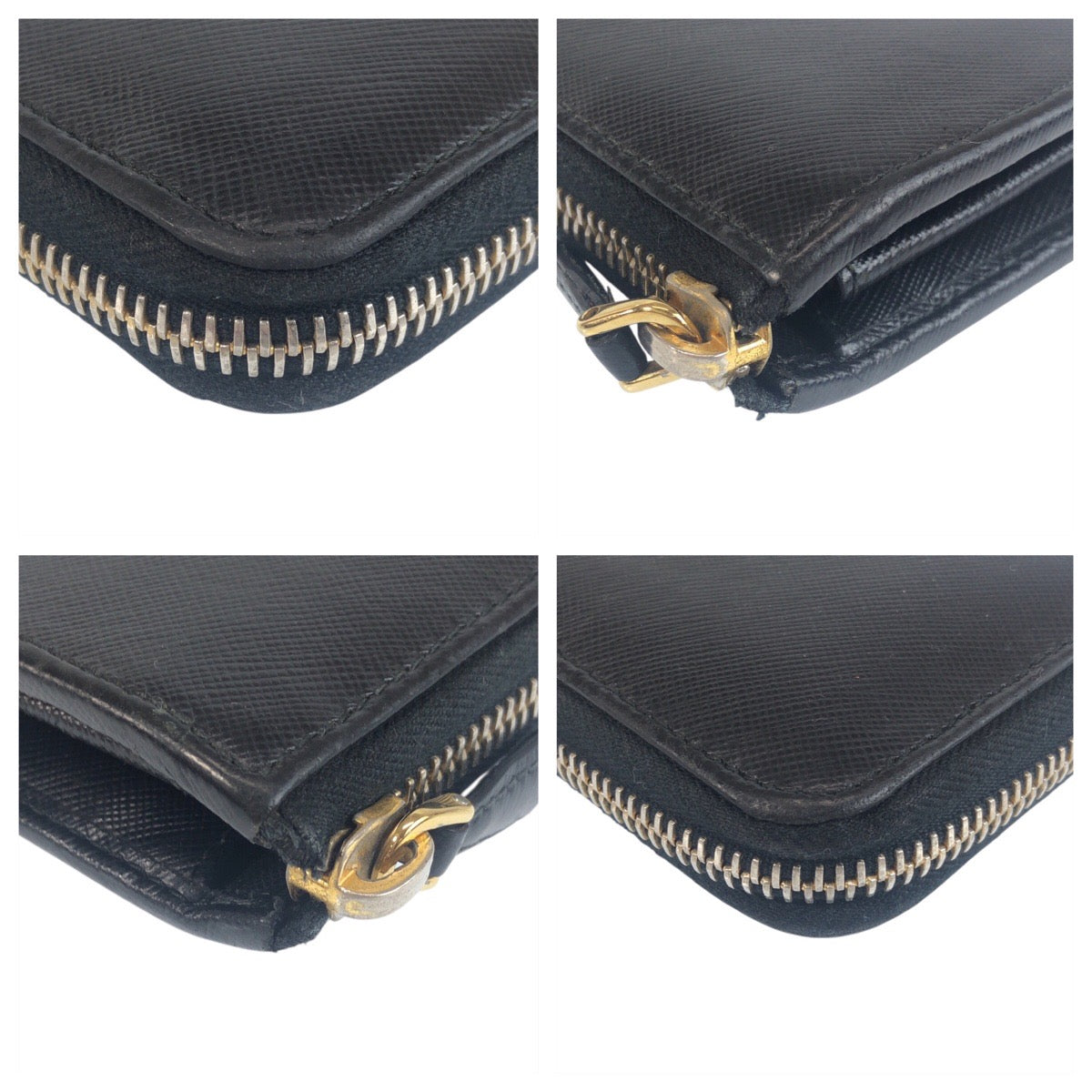 20355
PRADA プラダ サフィアーノ ロゴ ブラック 黒 ゴールド金具 レザー 長財布 ロングウォレット 男女兼用 レディース AB14