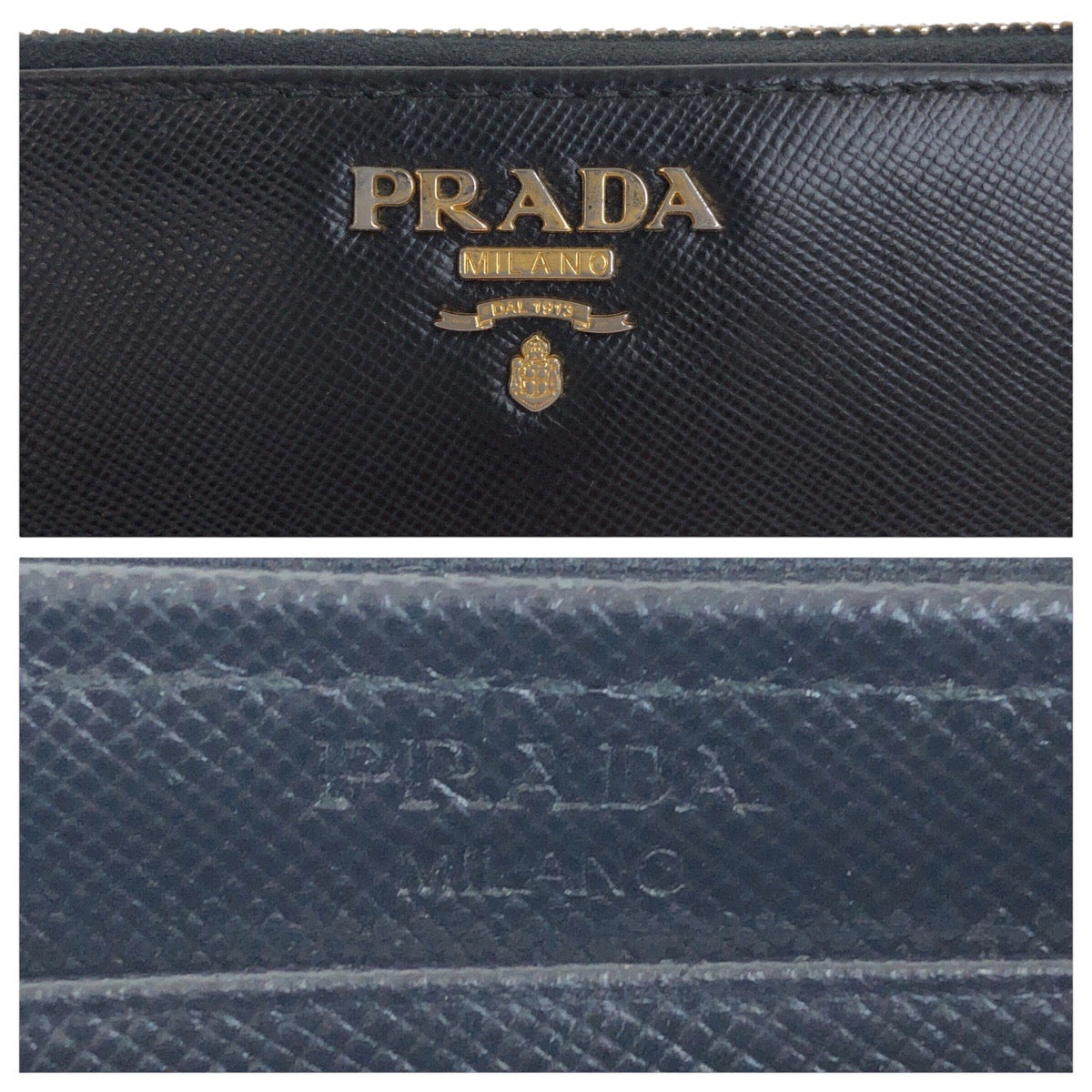 20355
PRADA プラダ サフィアーノ ロゴ ブラック 黒 ゴールド金具 レザー 長財布 ロングウォレット 男女兼用 レディース AB14
