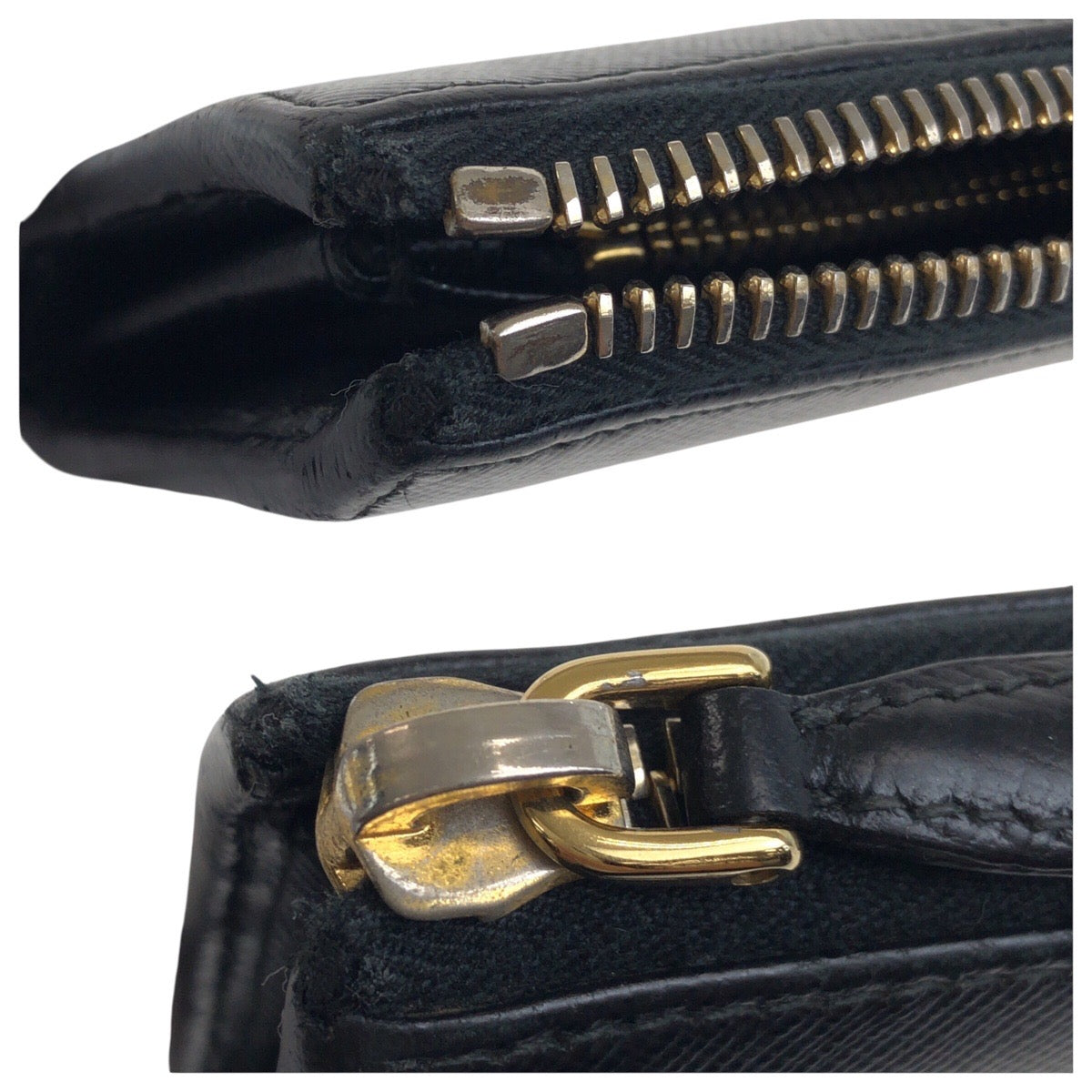 20355
PRADA プラダ サフィアーノ ロゴ ブラック 黒 ゴールド金具 レザー 長財布 ロングウォレット 男女兼用 レディース AB14