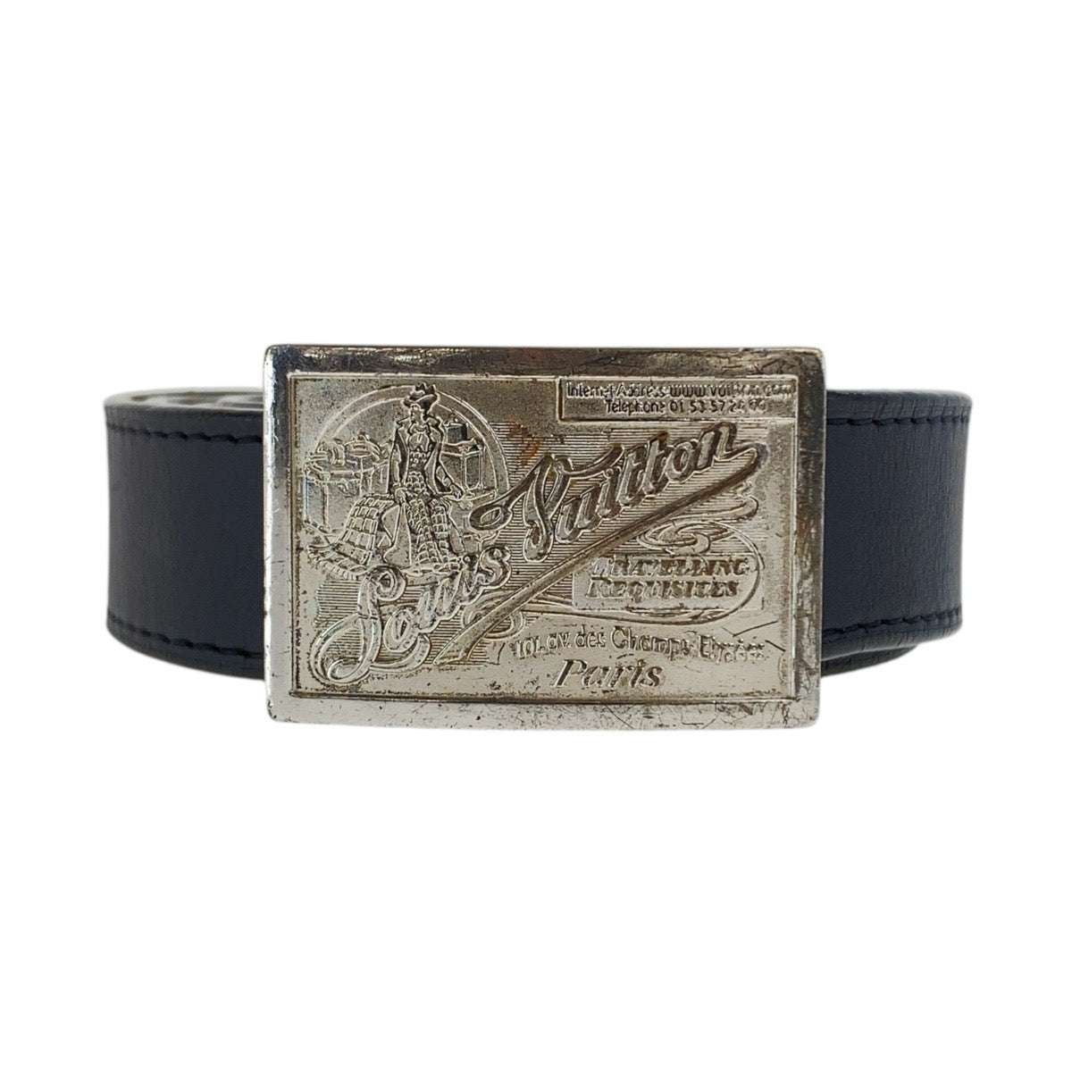 20360
LOUIS VUITTON ルイヴィトン サンチュール ジーンズ 100cm/40インチ ブラック 黒 シルバー金具 レザー / メタル M6812 ベルト メンズ AB23