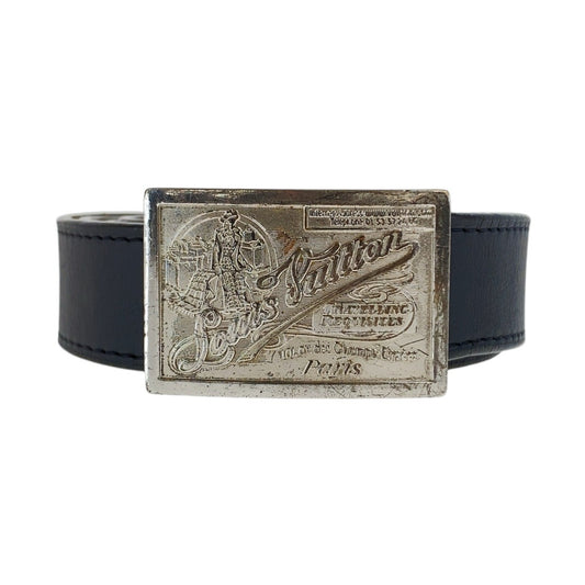 20360
LOUIS VUITTON ルイヴィトン サンチュール ジーンズ 100cm/40インチ ブラック 黒 シルバー金具 レザー / メタル M6812 ベルト メンズ AB23