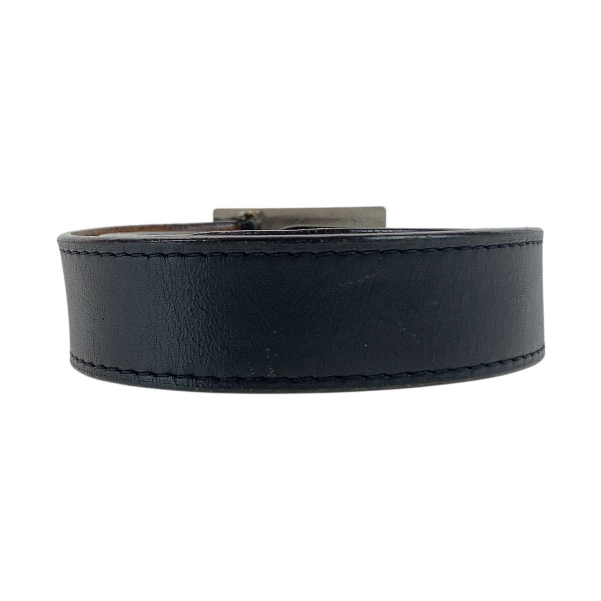 20360
LOUIS VUITTON ルイヴィトン サンチュール ジーンズ 100cm/40インチ ブラック 黒 シルバー金具 レザー / メタル M6812 ベルト メンズ AB23