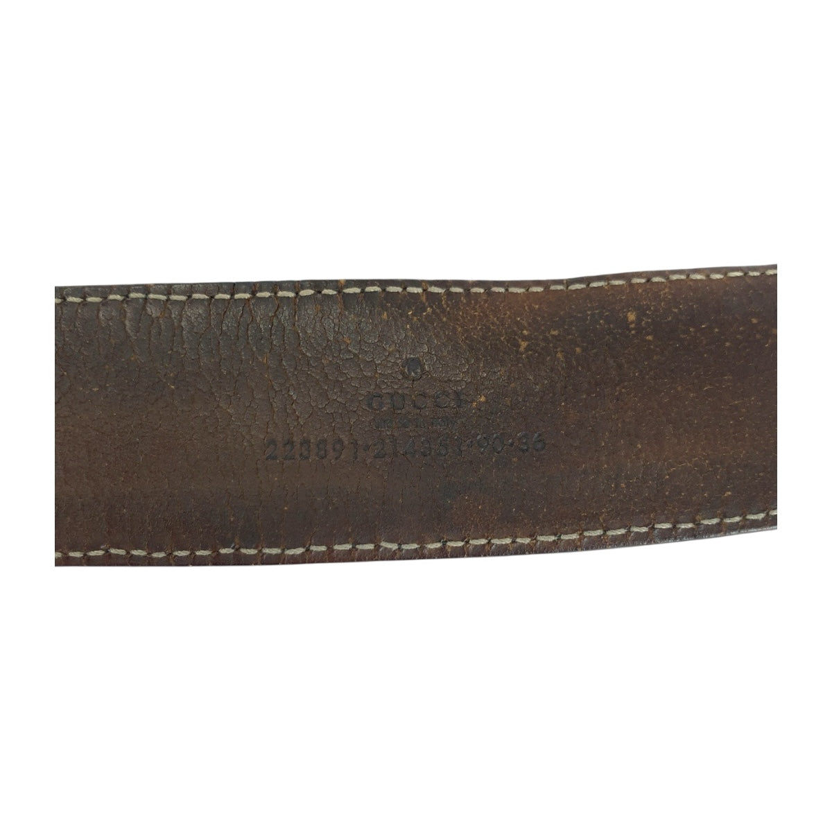 20361
GUCCI グッチ インターロッキング ブラック 黒 ブラック金具 レザー ベルト バックル メンズ AB15