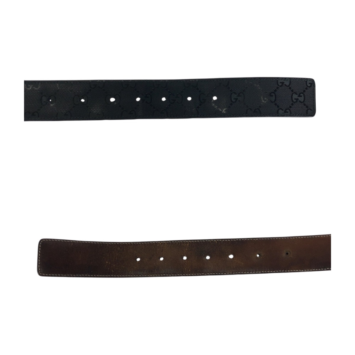 20361
GUCCI グッチ インターロッキング ブラック 黒 ブラック金具 レザー ベルト バックル メンズ AB15