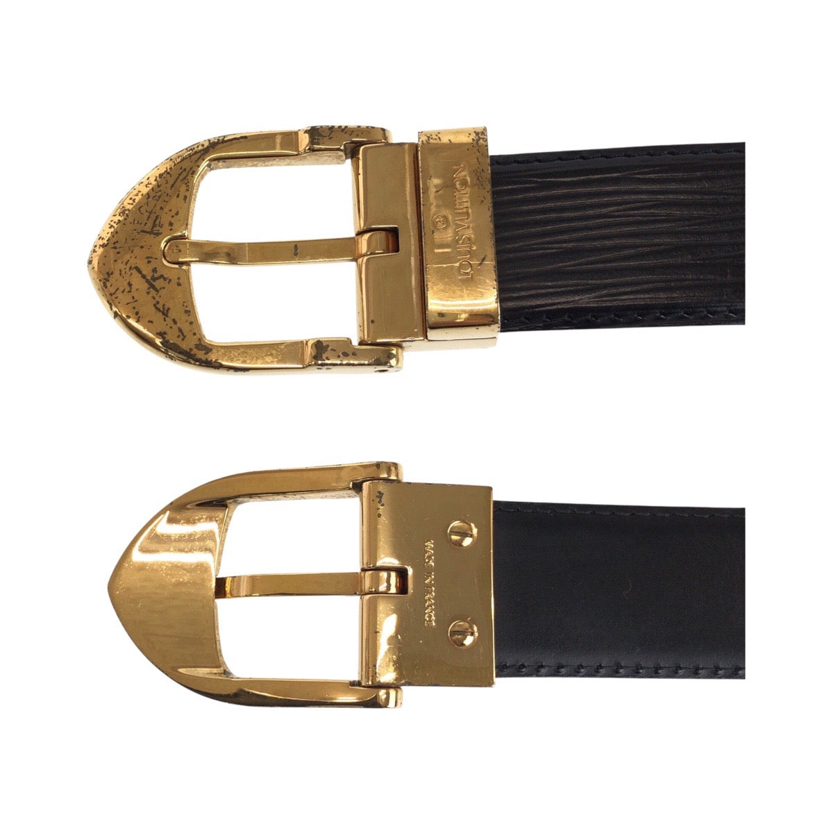 20362
LOUIS VUITTON ルイヴィトン エピ サンチュール 85/34 ブラック 黒 ゴールド レザー / メタル M6832 ベルト メンズ AB10