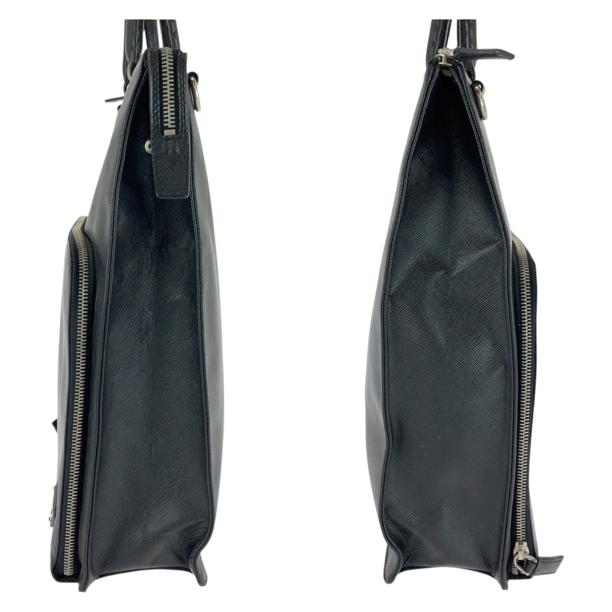 20364
PRADA プラダ サフィアーノ 三角ロゴプレート ブラック 黒 シルバー金具 レザー トートバッグ ビジネスバッグ ブリーフケース メンズ ABP72