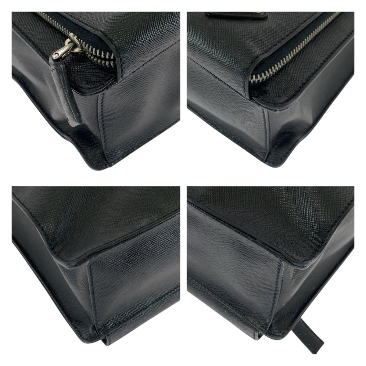 20364
PRADA プラダ サフィアーノ 三角ロゴプレート ブラック 黒 シルバー金具 レザー トートバッグ ビジネスバッグ ブリーフケース メンズ ABP72