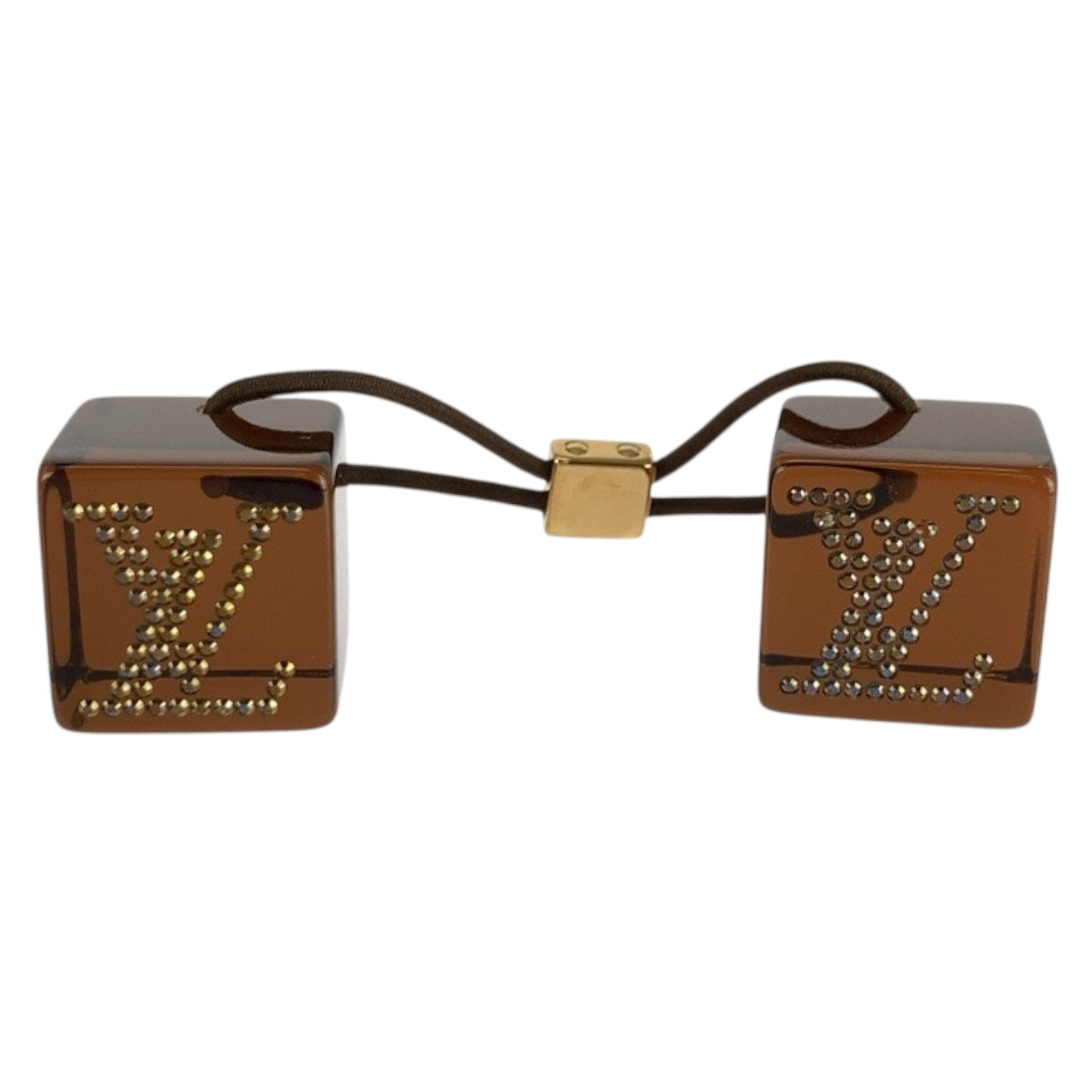 20370
LOUIS VUITTON ルイヴィトン ラインストーン ブラウン ゴールド金具 プラスチック ヘアアクセサリー ヘアゴム レディース ABP7