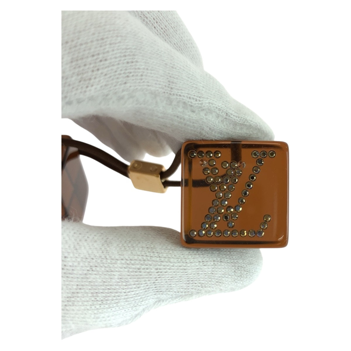 20370
LOUIS VUITTON ルイヴィトン ラインストーン ブラウン ゴールド金具 プラスチック ヘアアクセサリー ヘアゴム レディース ABP7
