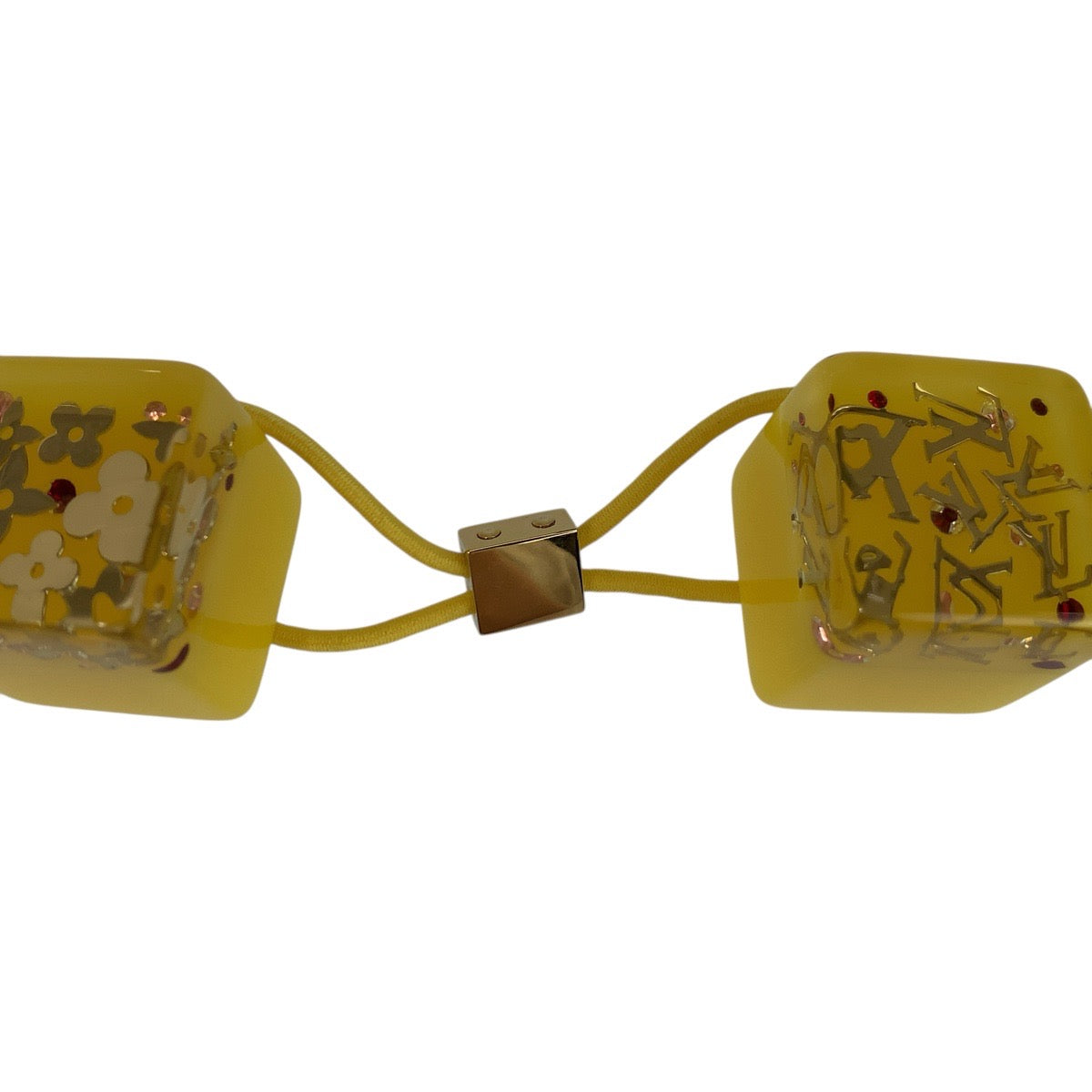 20371
LOUIS VUITTON Monogram Inclusion Hair Cube Yellow Clear Gold Hardware Resin Hair Accessory Hair Tie Women's A7
