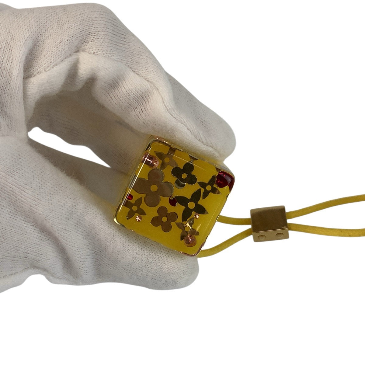 20371
LOUIS VUITTON Monogram Inclusion Hair Cube Yellow Clear Gold Hardware Resin Hair Accessory Hair Tie Women's A7
