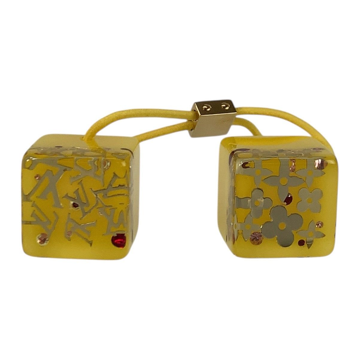 20371
LOUIS VUITTON Monogram Inclusion Hair Cube Yellow Clear Gold Hardware Resin Hair Accessory Hair Tie Women's A7