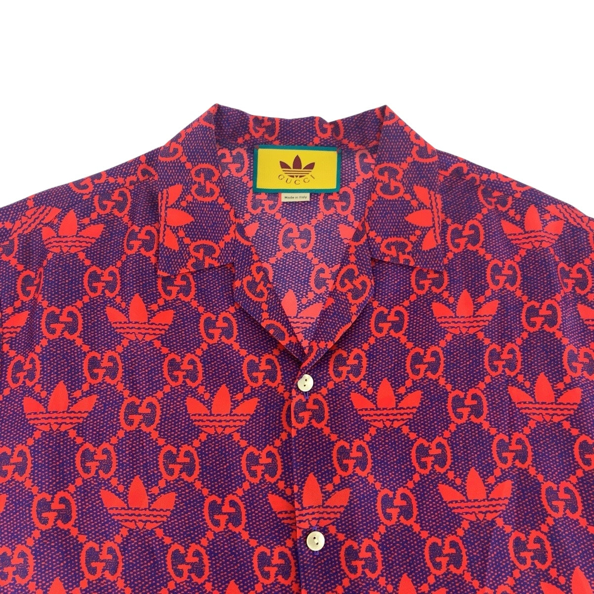 20373
GUCCI グッチ アディダスコラボ サイズ50 レッド パープル シルク 691522 半袖シャツ ボーリングシャツ メンズ ABP40