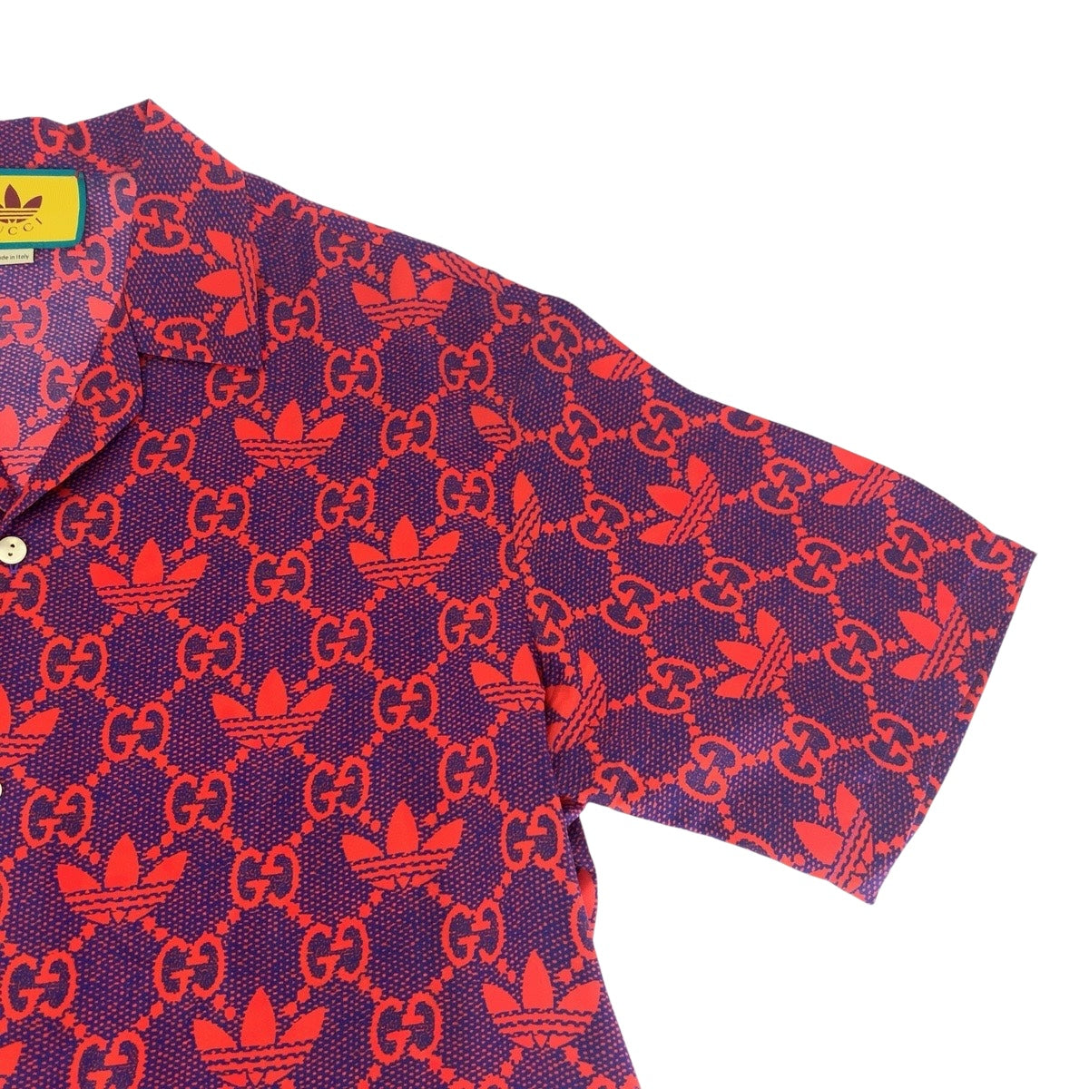 20373
GUCCI グッチ アディダスコラボ サイズ50 レッド パープル シルク 691522 半袖シャツ ボーリングシャツ メンズ ABP40