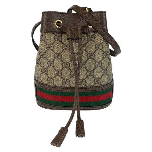 20380
GUCCI グッチ オフィディア タッセル ブラウン ゴールド金具 GGスプリームキャンバス / レザー 550620 ショルダーバッグ ポシェット 巾着 レディース ABP