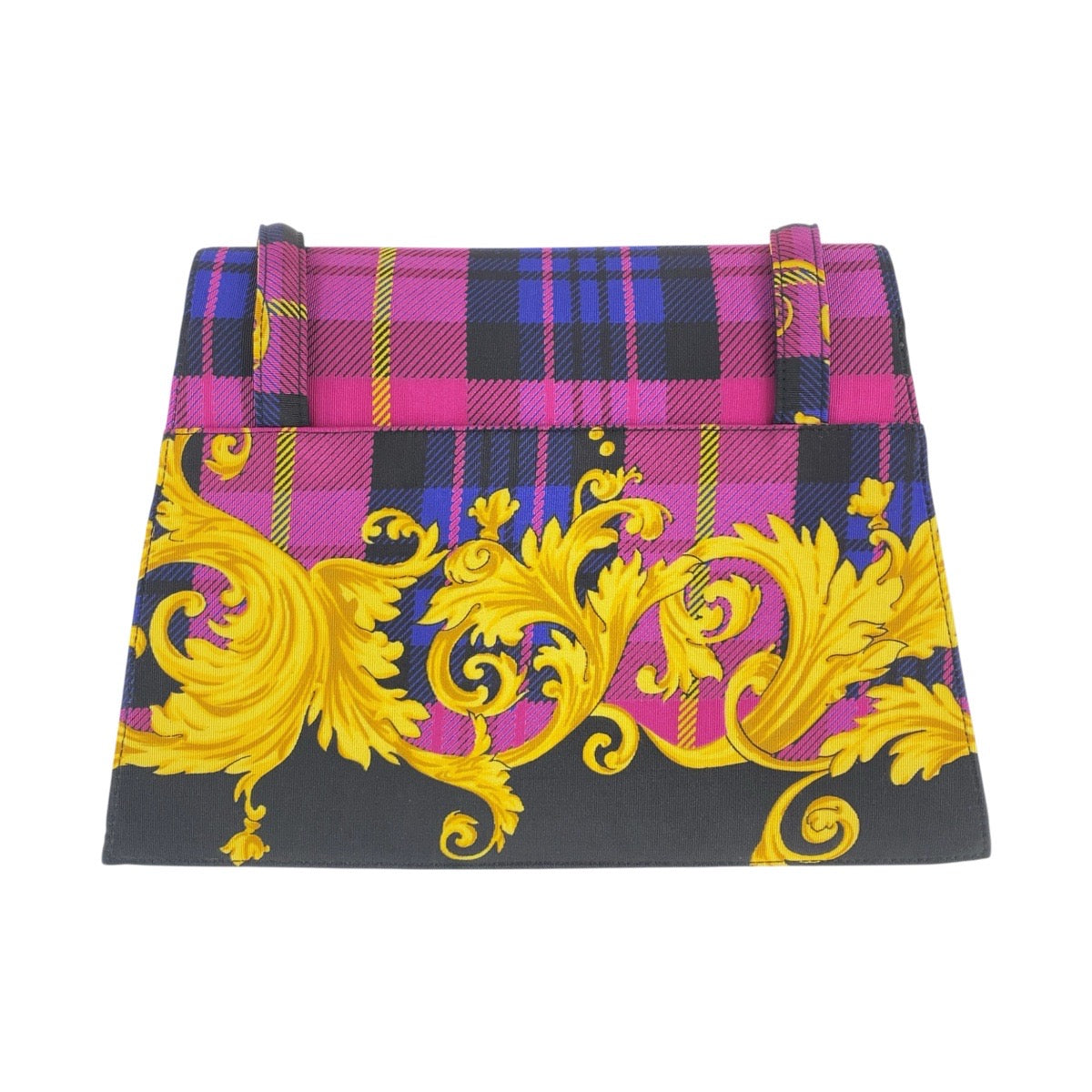 20381
VERSACE ヴェルサーチ ヴィンテージ サンバースト バロック柄 マルチカラー ゴールド金具 キャンバス ショルダーバッグ レディース SA89