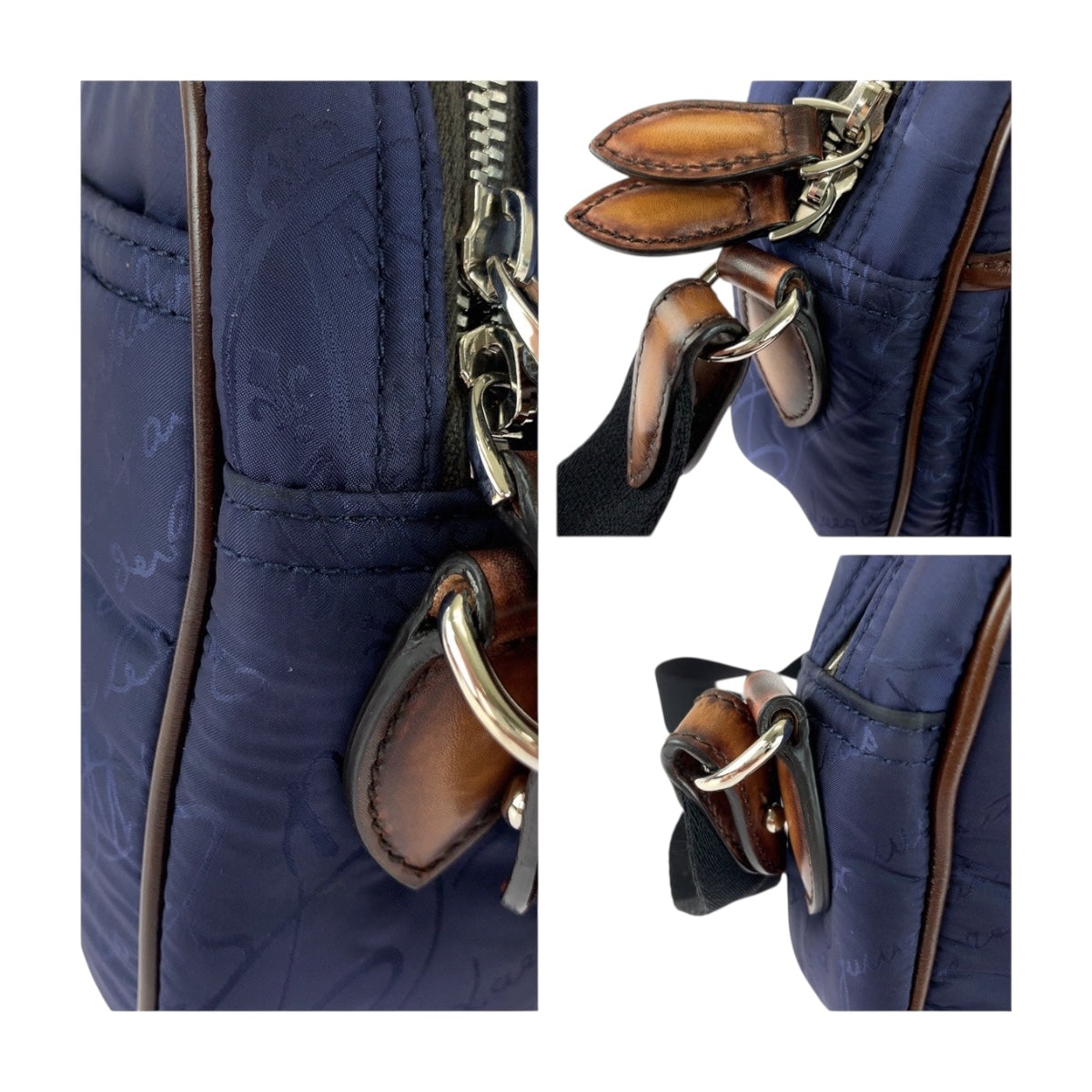 20382
Berluti ベルルッティ カリグラフィー スクリット ネイビー ブラウン シルバー金具 ナイロン / レザー ショルダーバッグ バムバッグ ボディバッグ メンズ A108