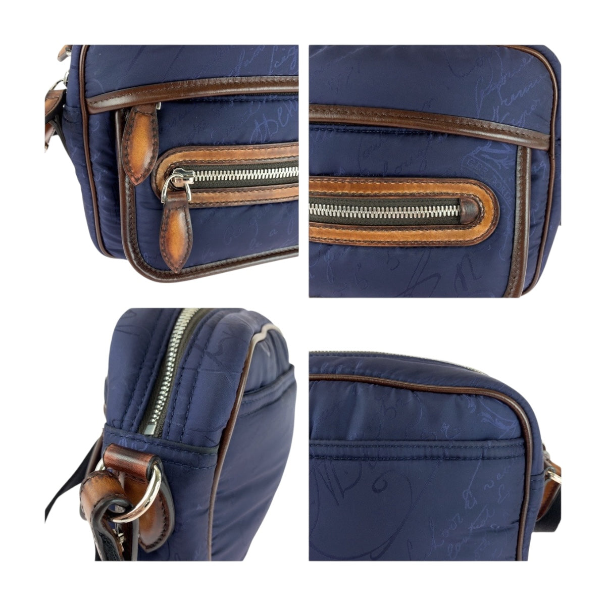 20382
Berluti ベルルッティ カリグラフィー スクリット ネイビー ブラウン シルバー金具 ナイロン / レザー ショルダーバッグ バムバッグ ボディバッグ メンズ A108