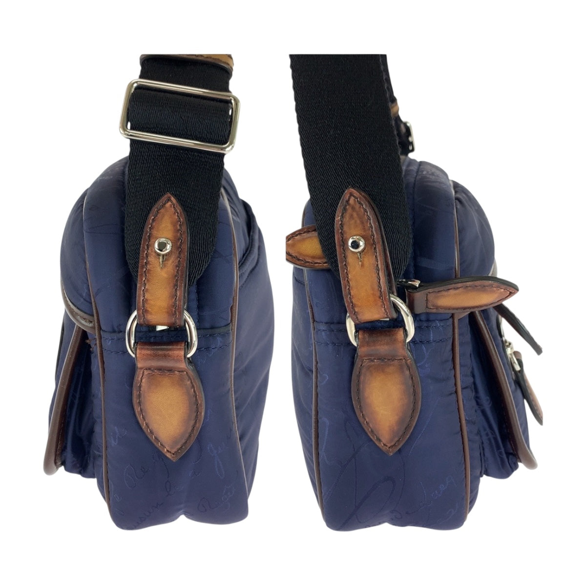 20382
Berluti ベルルッティ カリグラフィー スクリット ネイビー ブラウン シルバー金具 ナイロン / レザー ショルダーバッグ バムバッグ ボディバッグ メンズ A108