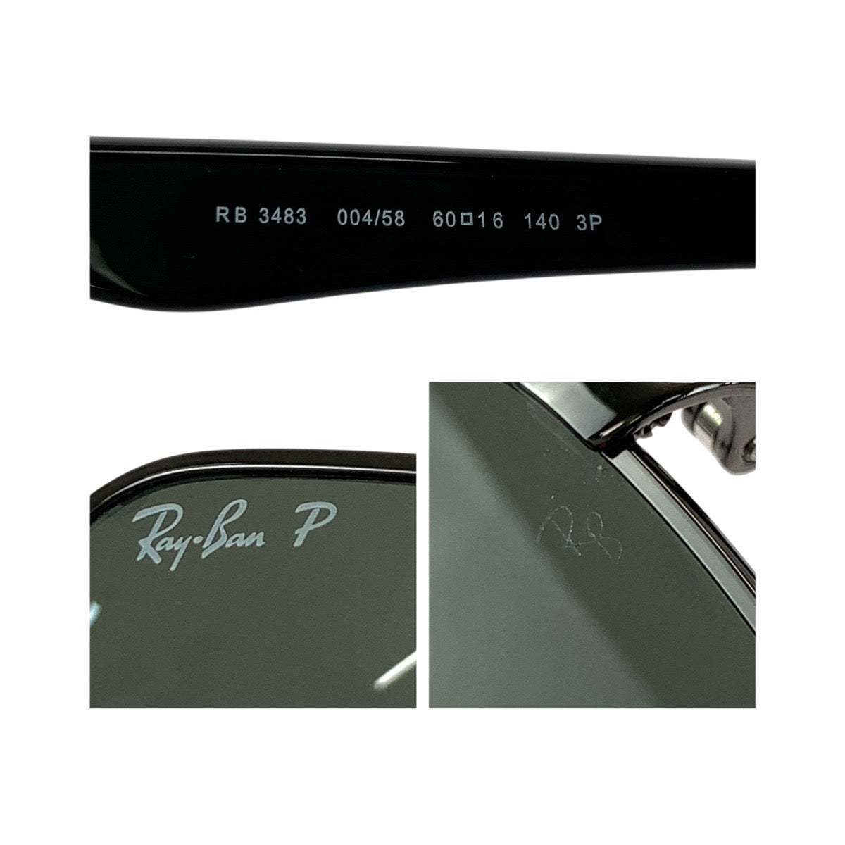 20383
Ray-Ban レイバン ブラック グリーン プラスチック RB3483 サングラス 男女兼用 スクエア メンズ A12