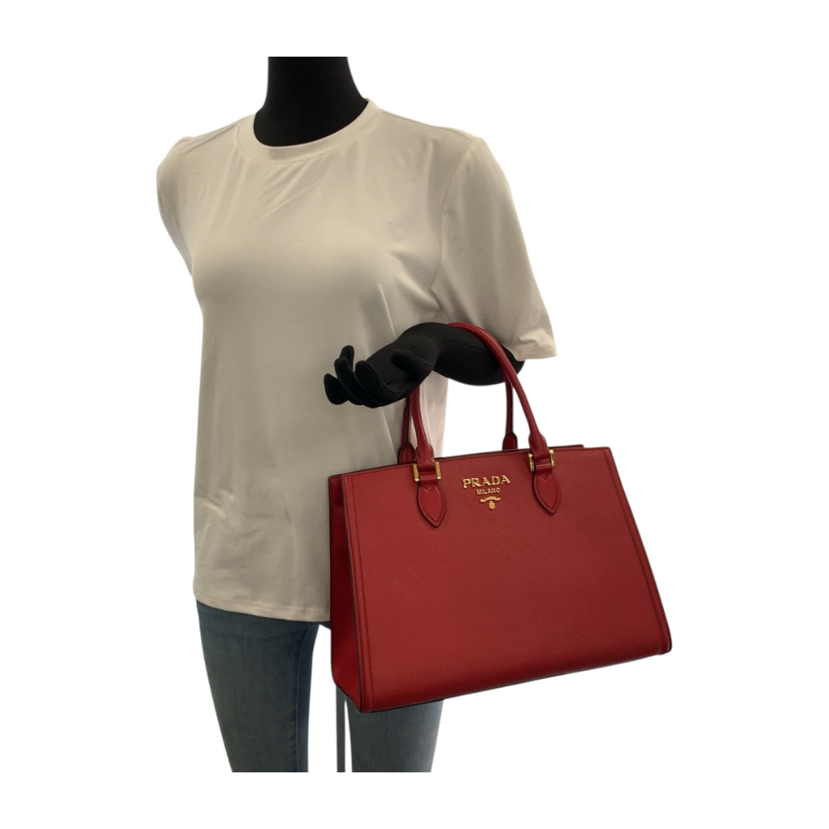 20387
PRADA プラダ サフィアーノ レッド ゴールド金具 レザー 1BA118 ハンドバッグ トートバッグ レディース A80